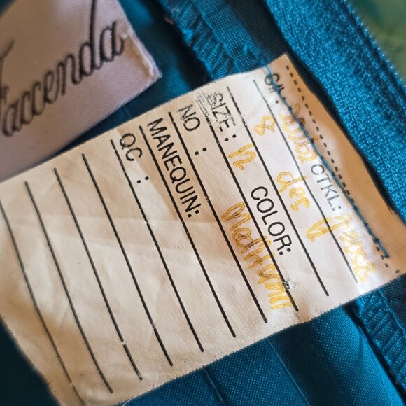Matte Satin Teal ANGELINA FACCENDA Formal Gown sz 12 - Picture 11 of 12